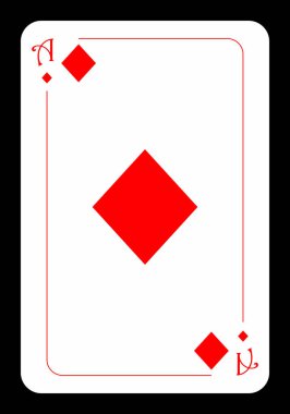 Karo ası, siyah arka planda orijinal oyun kartı tasarımı. Vektör illüstrasyonu