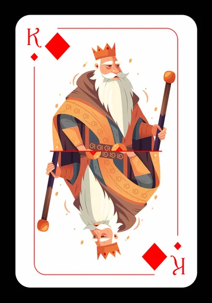 König Der Diamanten Originales Spielkartendesign Auf Schwarzem Hintergrund Vektorillustration — Stockvektor