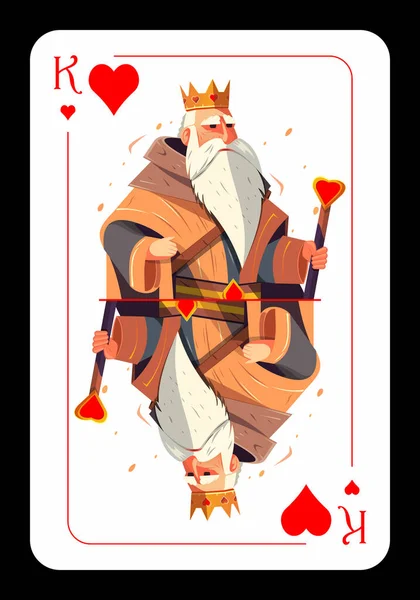 König Der Herzen Originelles Spielkartendesign Auf Schwarzem Hintergrund Vektorillustration — Stockvektor