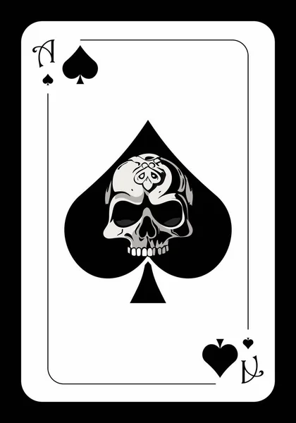 Ace Spades Original Playing Card Design Ace Spades Skull Vector — Stock Vector