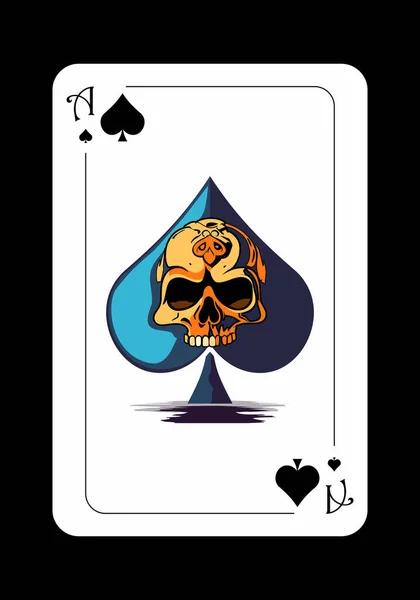 Ace Spades Original Playing Card Design Ace Spades Stylized Skull — Stock Vector