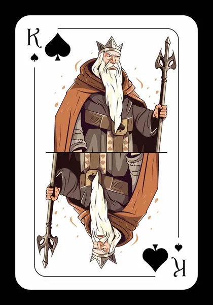 Pik König Originelles Spielkartendesign Auf Schwarzem Hintergrund Vektorillustration — Stockvektor