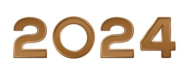 Beyaz arka planda 2024 numaralı şenlikli altın numara izole edildi. Vektör illüstrasyonu