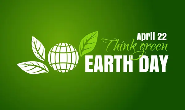 지구의 타이포그래픽 포스터 디자인 22일 녹색으로 생각해 지구의 지구와 배경에 — 스톡 사진