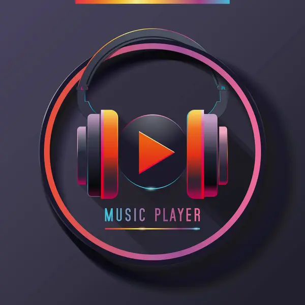 Media Player Music Player Play Button Φωτεινό Πολύχρωμο Σχεδιασμό Λογότυπο — Διανυσματικό Αρχείο