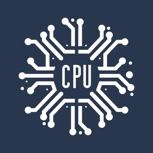 Εικονίδιο Λογότυπο Μικροτσίπ Cpu Κεντρική Μονάδα Επεξεργασίας Επεξεργαστής Υπολογιστών Σύμβολο — Διανυσματικό Αρχείο
