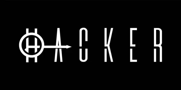 Χάκερ Στυλιζαρισμένη Επιγραφή Γράμματα Σχεδιασμός Λογότυπου Hacker Εικονογράφηση Διανύσματος — Διανυσματικό Αρχείο
