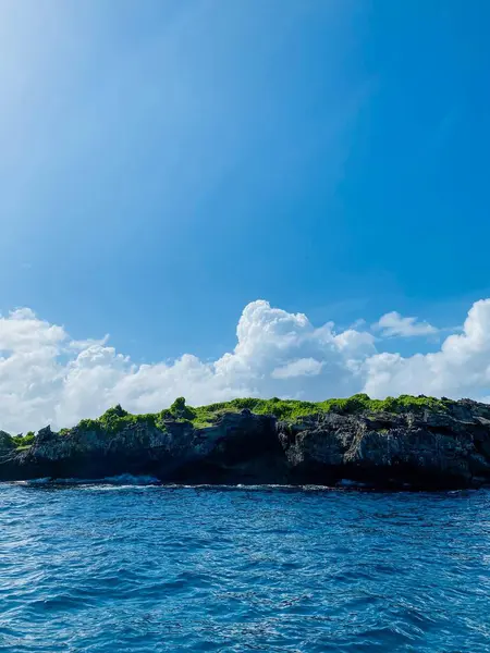 Ağaçların arasında farklı ve güzel dokuları olan bir kaya.