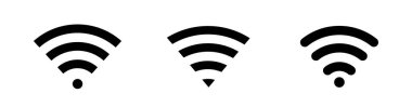 Kablosuz ve kablosuz ağ ikonu. Uzaktan internet erişimi için Wi-Fi simgesi. Vektör illüstrasyonu