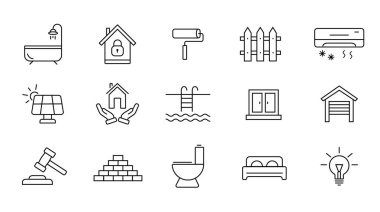 Gayri menkul web simgeleri dizisi. Vektör illüstrasyonu