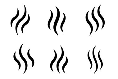 Aromalar simgeleri buharlaştırır. Duman, buhar düz çizgi simgeleri.