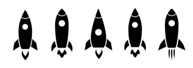 Roket ikonu. Roket vektör simgeleri kümesi. Yeni iş açılışı.