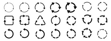 Sembol koleksiyonunu geri dönüştür. Geri dönüşüm vektör simgeleri kümesi. Vektör illüstrasyonu