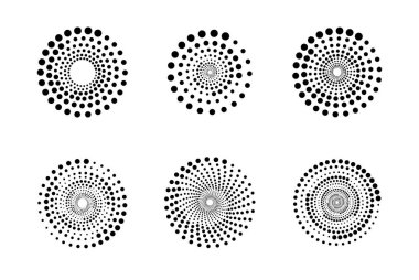 Noktalı dairesel logo. Birçok noktadan oluşan soyut çember. Vektör