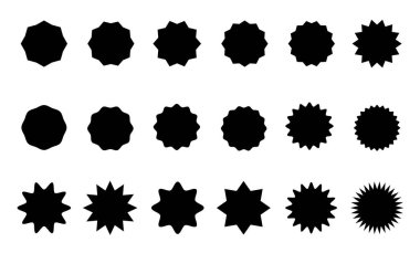 Bir dizi yıldız patlaması. Fiyat etiketi, satış etiketi, fiyat etiketi, yıldız patlaması, kalite işareti, retro starlar, satış veya indirim etiketi, güneş ışığı çerçeveleri, alışveriş etiketleri