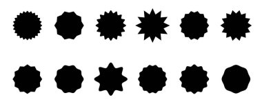 Bir dizi yıldız patlaması. Fiyat etiketi, satış etiketi, fiyat etiketi, yıldız patlaması, kalite işareti, retro starlar, satış veya indirim etiketi, güneş ışığı çerçeveleri, alışveriş etiketleri