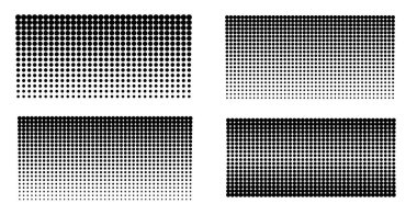 Yarı ton gradyanı. Noktalı eğim. Geometrik model vektör şablonu ayarlandı. Soyut nokta gradyanı yarım ton çizimi