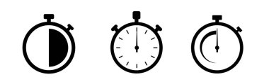 Zamanlayıcı vektör simgeleri. Geri sayım zamanlayıcısı ve kronometre sembolü düz. Vektör illüstrasyonu.