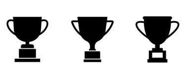 Ödül sembolü. Kupa simgeleri ayarlandı. Kazanan sembol. Vektör illüstrasyonu