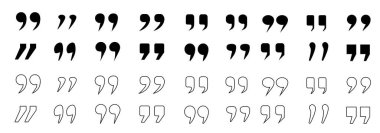 Sohbet veya tanım için tırnak işareti simgesi ayarlandı. Konuşma sembolü illüstrasyonu.