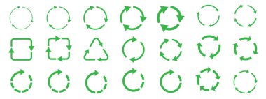 Sembol koleksiyonunu geri dönüştür. Geri dönüşüm vektör simgeleri kümesi. Vektör illüstrasyonu