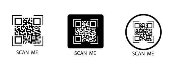 QR kodu ayarlandı. Beni tara. QR kod simgesini tara. QR kodu için şablon - beni tara. Vektör illüstrasyonu.