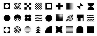 Geometrik şekiller vektör. Moda minimalist temel figürler. Geometrik şekiller vektör illüstrasyonunu beyaz arkaplanda izole eder.