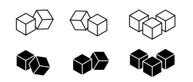 Küp şeker seti. Şeker ikonu. Vektör illüstrasyonu. 