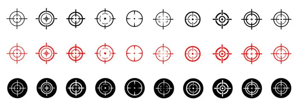 Hedef vektör çizimi. Hedef simge kümesi. Crosshairs simgesi ayarlandı. Bullseye sembolü koleksiyonu.