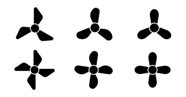  Vantilatör. Pervane vektör simgeleri. Havalı fan sembolleri. Vektör illüstrasyonu