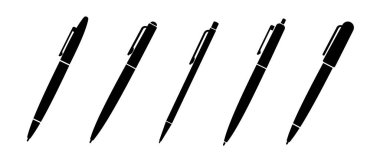 Kalem sembolü koleksiyonu. Kalem logosu. Kalem simgesi. Vektör illüstrasyonu