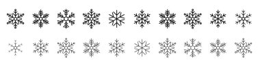  Kar Tanesi simgeleri koleksiyonu beyaz arkaplanda izole edildi. Kar taneleri ikonları. Kar tanesi vektörü 