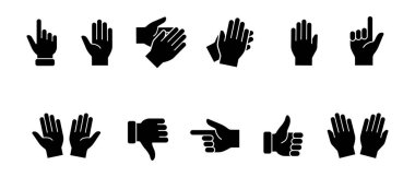 Hands icons vector. Symbols of gesture arms. Hands with different gestures and positions. Vector clipart