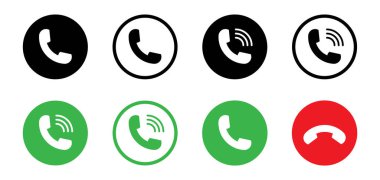 Telefon ikonu. Telefon ikonu sembolü. Alındı ya da bitirilmiş konuşma simgesi. Vektör illüstrasyonu