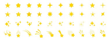 Stars icon collection. Different star shapes. Black stars icon set.  Sparkle star icon set. Falling stars . Vector illustration  clipart