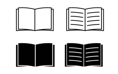 Kitap simgesi ayarlandı. Basit bir kitap sembolü. Eğitim işareti. Vektör illüstrasyonu