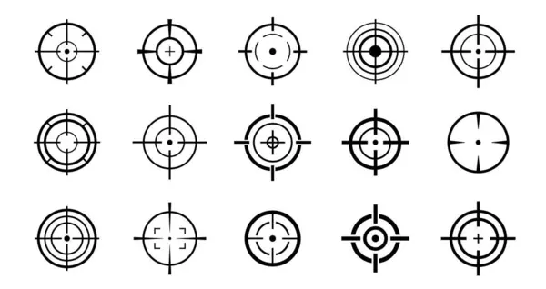 Hedef vektör çizimi. Hedef simge kümesi. Crosshairs simgesi ayarlandı. Bullseye sembolü koleksiyonu.