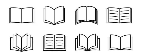 Kitapları açın. Kitap simgesi ayarlandı. Basit bir kitap sembolü. Eğitim işareti. Vektör illüstrasyonu