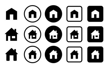 Ev sembolü. Ev seti simgesi. Ev düz simgesi vektör çizimi