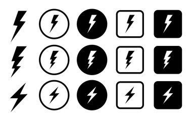  Şimşek simgesi. Yıldırım resimli resim. Thundershock zigzag oku. Vektör