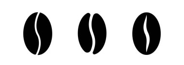 Kahve çekirdekleri. Kahve ikonu. Kahve çekirdeği beyaz arka planda izole edilmiş. Vektör illüstrasyonu