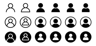 Kullanıcı profili simgesi. Uygulama ya da web sitesi için kullanıcı simgeleri. Kullanıcı silueti. Kişi simgesi. Düzenlenebilir felç. Çizgi ve düz biçim.