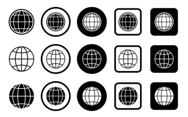 Küre hazır. Dünya gezegeni ikon koleksiyonu. Harita sembolü. Dünya ikonu. Dünya ikonu. Vektör 