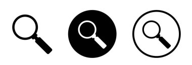 Büyüteç simgesi. Arama simgesi. Beyaz arka planda izole edilmiş büyüteç vektör işareti. Vektör büyüteç ya da silindir işareti.