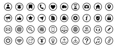 Web simgesi seti. Ev, konum, çağrı, e-posta, adres, dünya, sohbet, mesaj, posta, telefon, bilgi, destek, arama, web sitesi, simge. İletişim ve ağ simgeleri ayarlandı. Web sitesi simge vektörü.