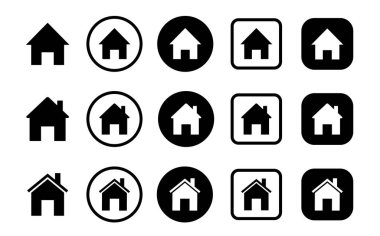 Ev sembolü. Ev seti simgesi. Ev düz simgesi vektör çizimi