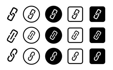 Bağlantı simgesi. Web bağlantısı sembolü. Bağlantı simgesi, internet adresi bağlantı düğmesi. Vektör illüstrasyonu.