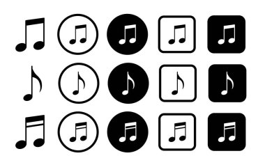 Müzik notaları simgesi seti. Müzikal anahtar sembolleri. Müzik notaları sembol vektör illüstrasyonu. 