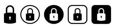 Kilit simgeleri ayarlandı. Kilitli ve açık kilit simgesi. Vektör illüstrasyonu.
