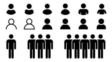 - İnsanlar. Hesap tabelası. Kullanıcı simgesi seti. Vektör avatarı. Bir grup insan ikonu. İnsanlar siyah vektör simgeleri. 